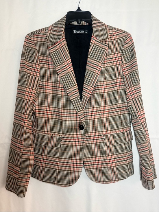 7Th Avenue Design Studio Jackets & Blazers - New York & Company Plaid Blazer & Pencil Skirt (with belt) in Pink, Tan & Black